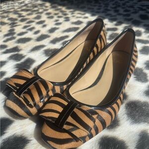 mohair calf leather zebra Ballet Flats